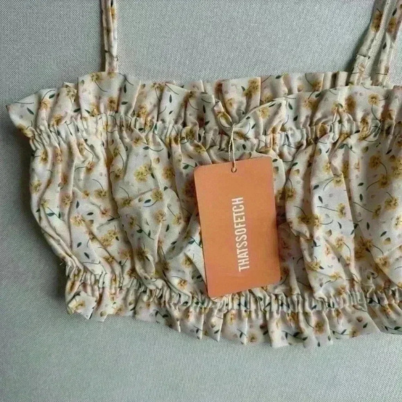 NWT That’sSoFetch Selina Crop - Yellow Floral Size US 4 - Picture 3 of 5